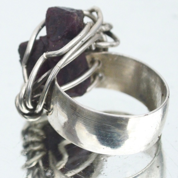 Raw Pink Spinel Sterling Silver Ring Size 7.5 925 - Picture 5 of 5